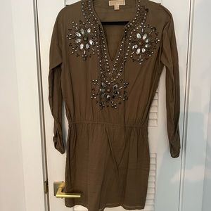 Michael Kors olive linen with bead detailing